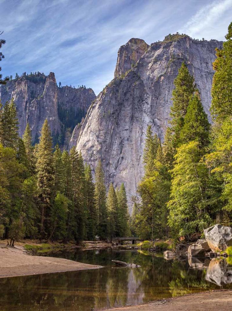 River beneath Yosemite cliffs